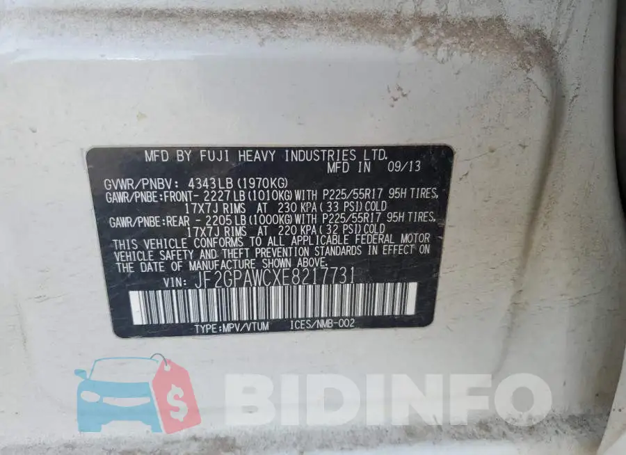 JF2GPAWCXE8217731 Photo# 13