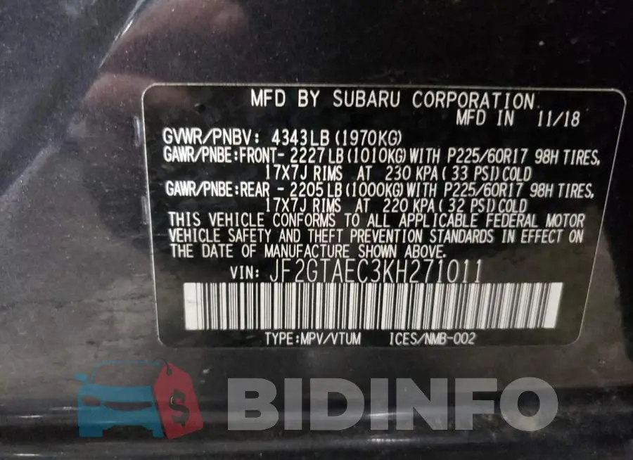 JF2GTAEC3KH271011 Photo# 14