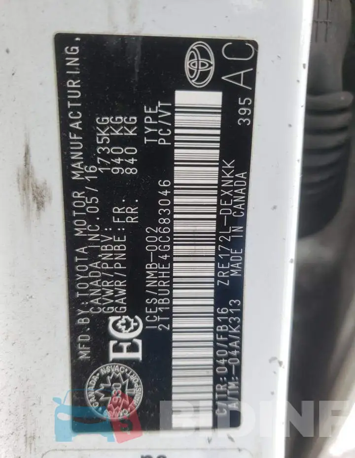2T1BURHE4GC683046 Photo# 13