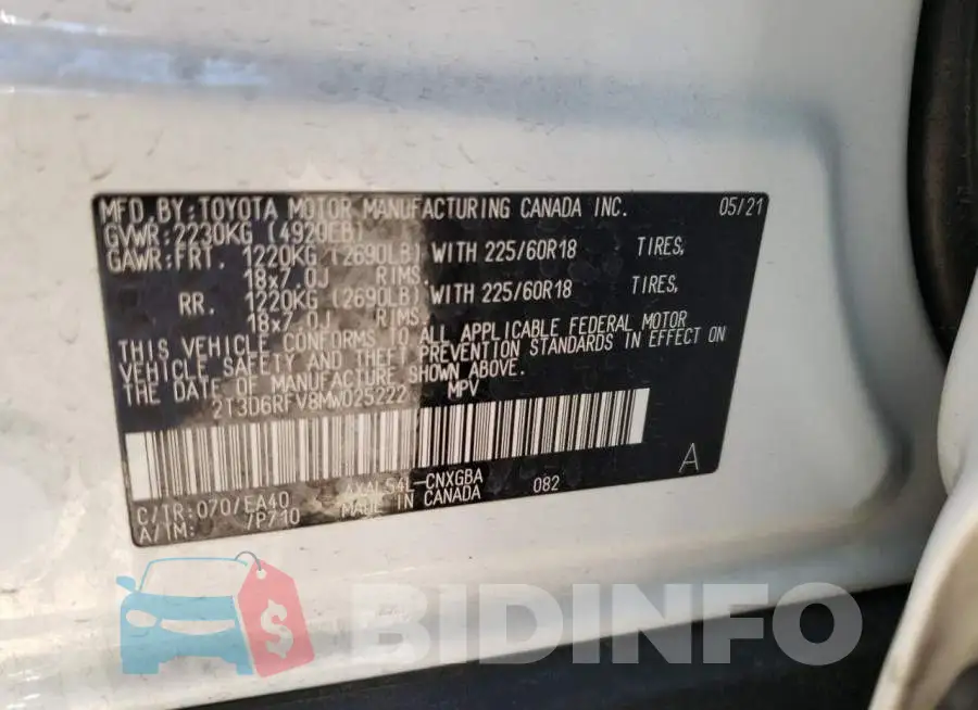 2T3D6RFV8MW025222 Photo# 14