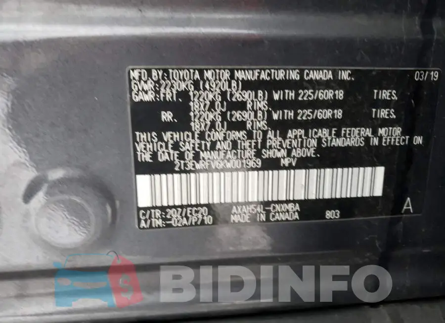 2T3EWRFV6KW001969 Photo# 13