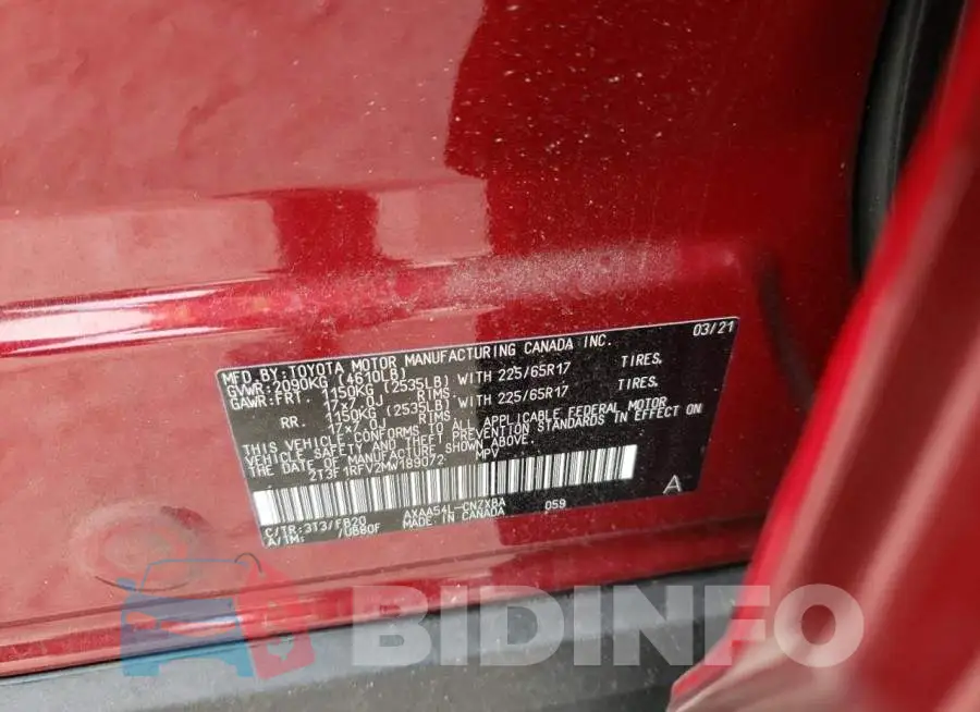 2T3F1RFV2MW189072 Photo# 14