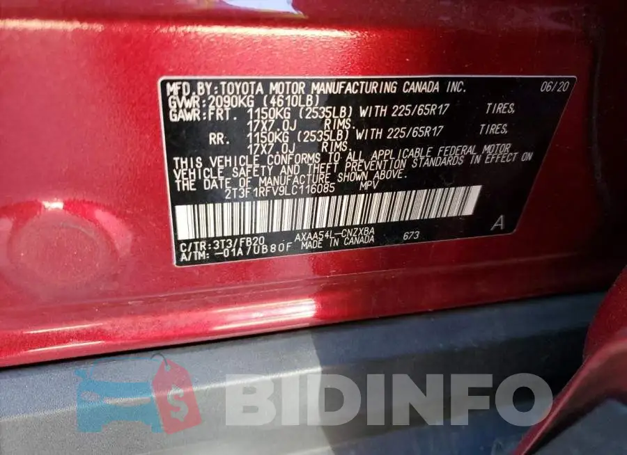 2T3F1RFV9LC116085 Photo# 13