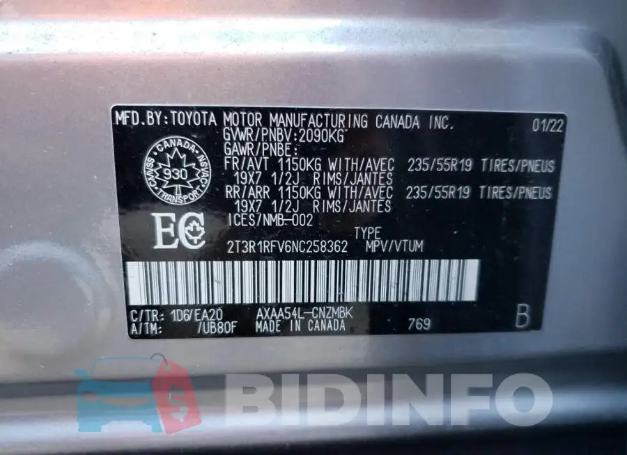 2T3R1RFV6NC258362 Photo# 10