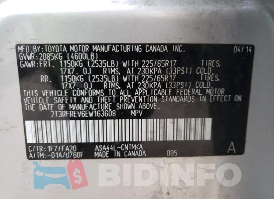 2T3RFREV6EW163608 Photo# 13