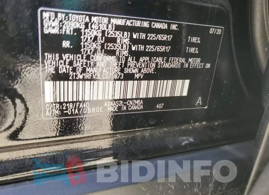 2T3W1RFV3LC075873 Photo# 13