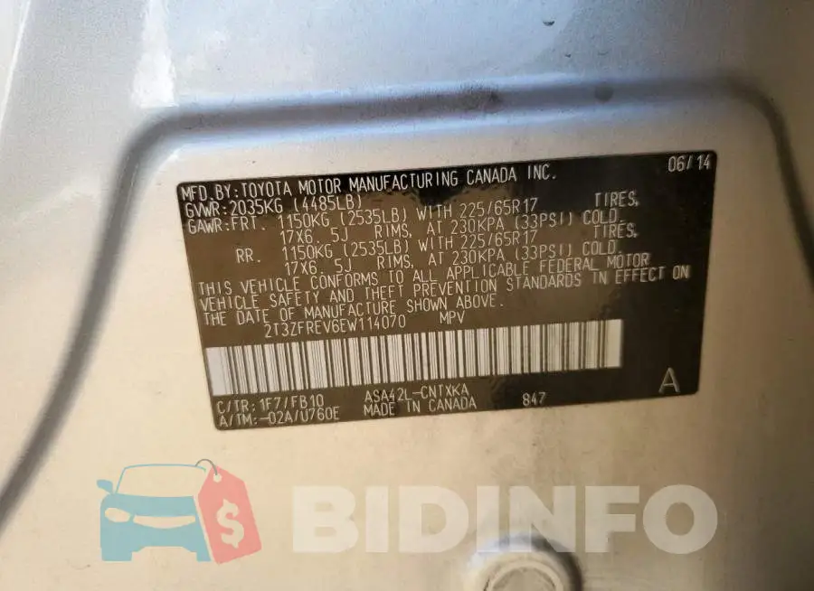 2T3ZFREV6EW114070 Photo# 12