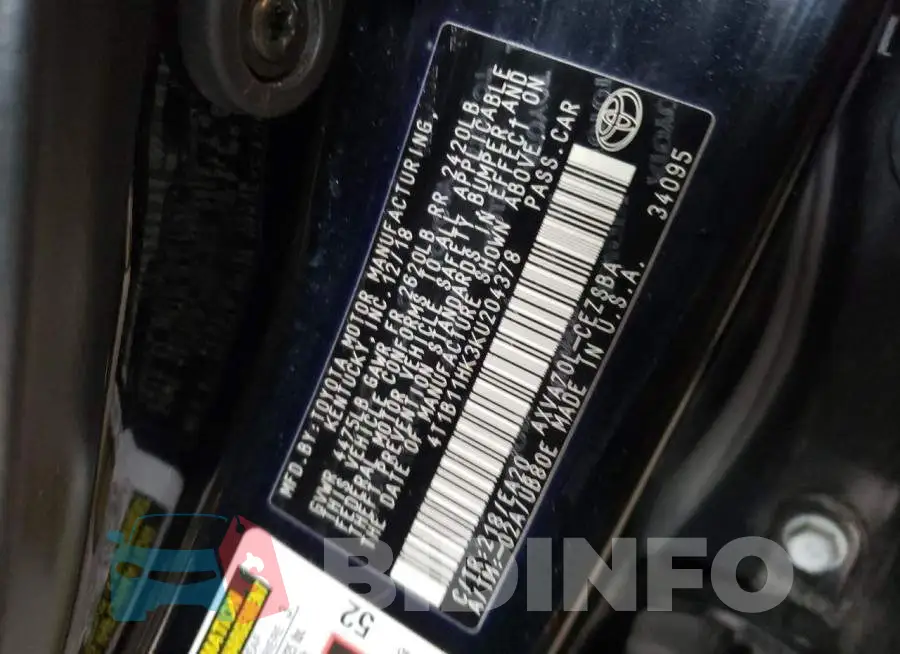 4T1B11HK3KU204378 Photo# 12
