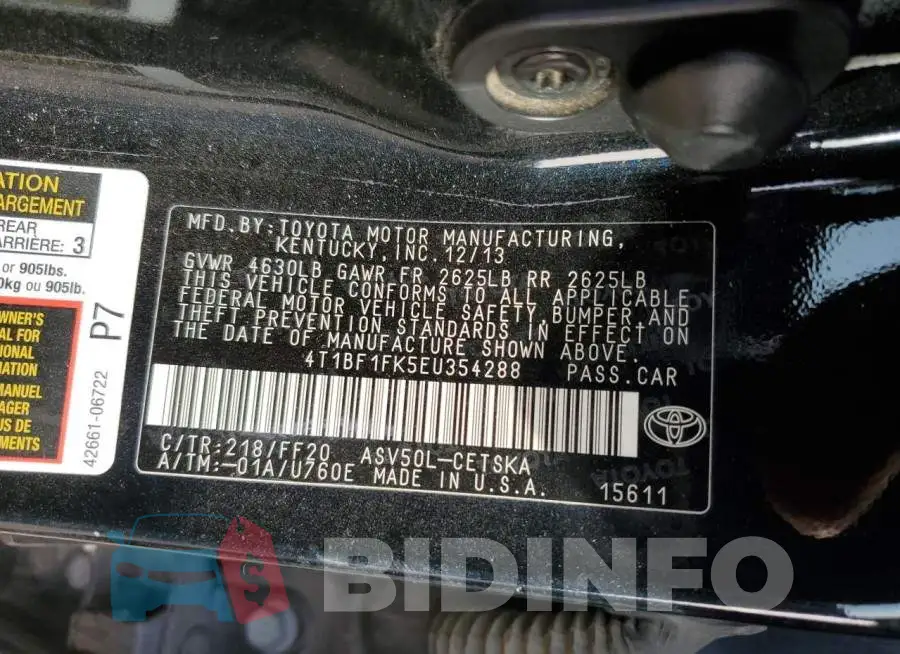 4T1BF1FK5EU354288 Photo# 13