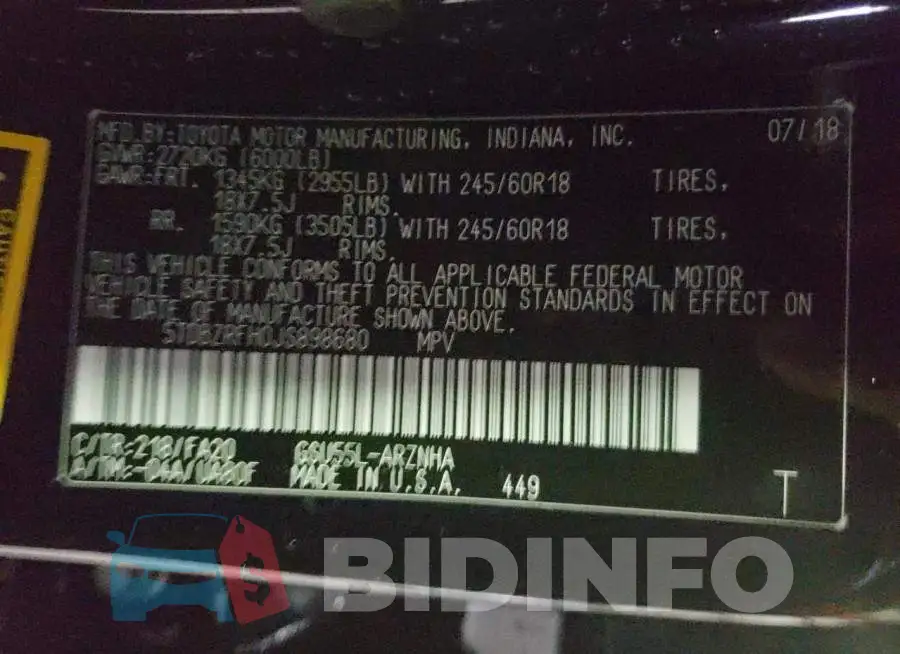 5TDBZRFH0JS898680 Photo# 13
