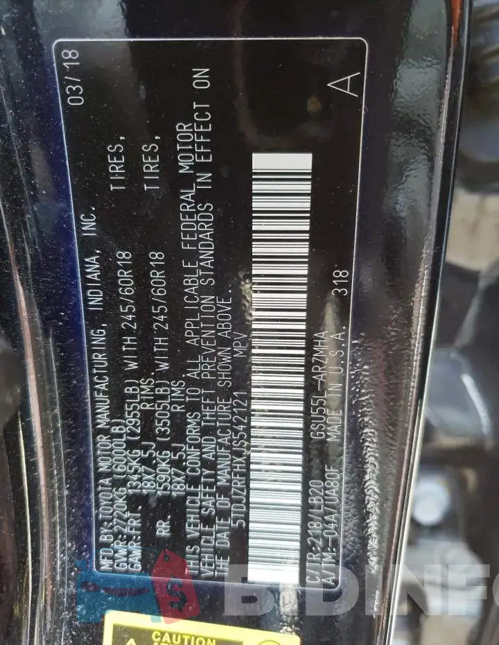 5TDJZRFHXJS542121 Photo# 14