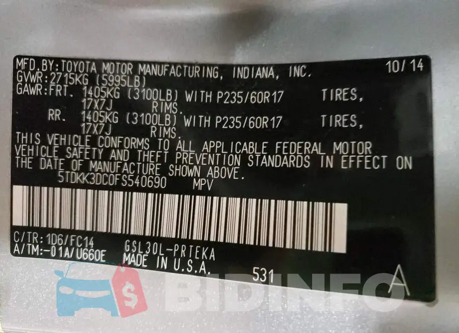 5TDKK3DC0FS540690 Photo# 13