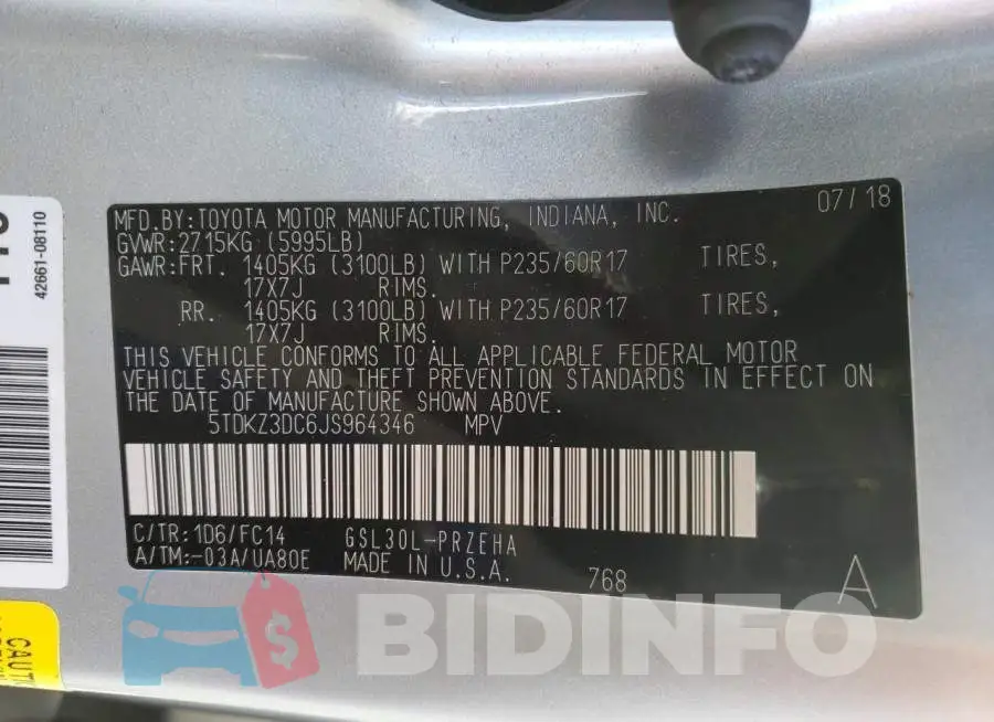 5TDKZ3DC6JS964346 Photo# 13