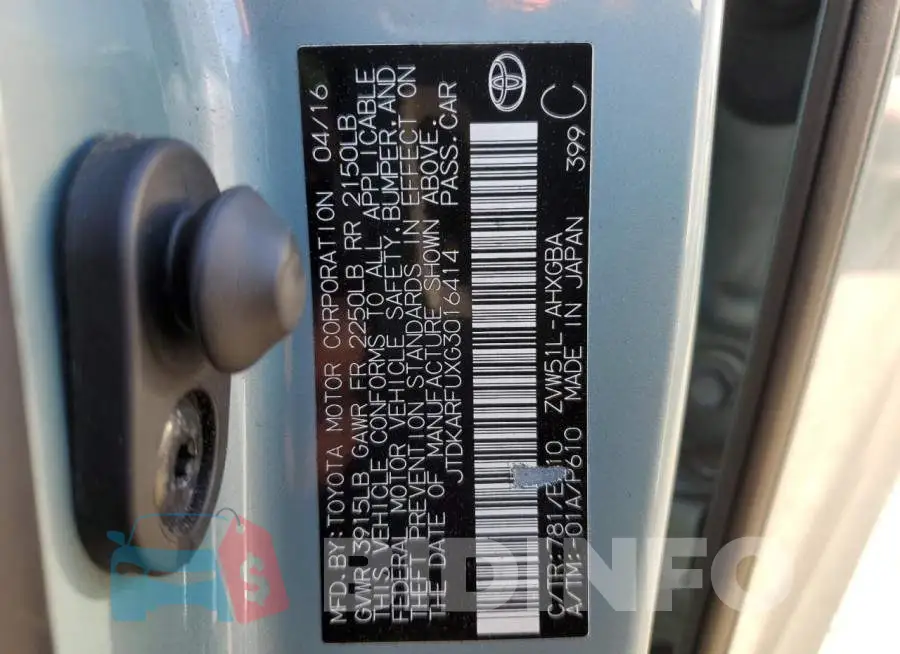 JTDKARFUXG3016414 Photo# 12