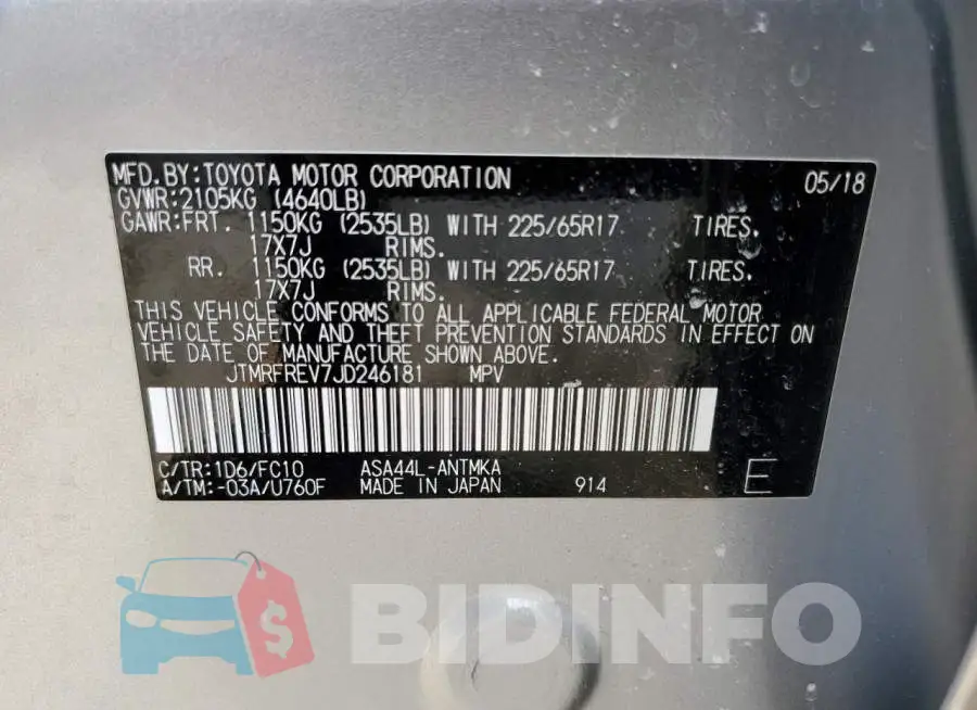JTMRFREV7JD246181 Photo# 13