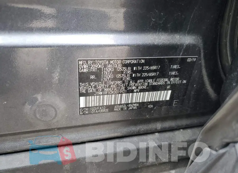 JTMW1RFV2KD019921 Photo# 14