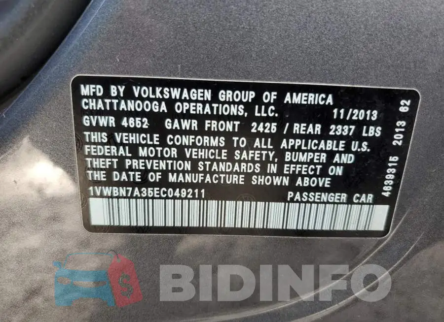 1VWBN7A35EC049211 Photo# 13