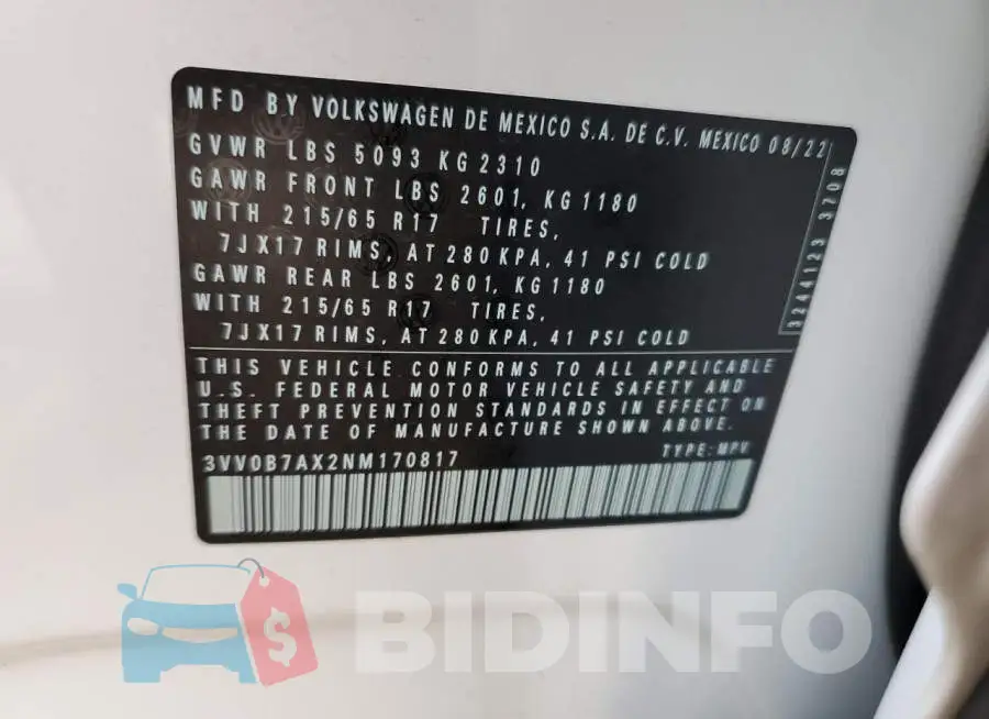 3VV0B7AX2NM170817 Photo# 12