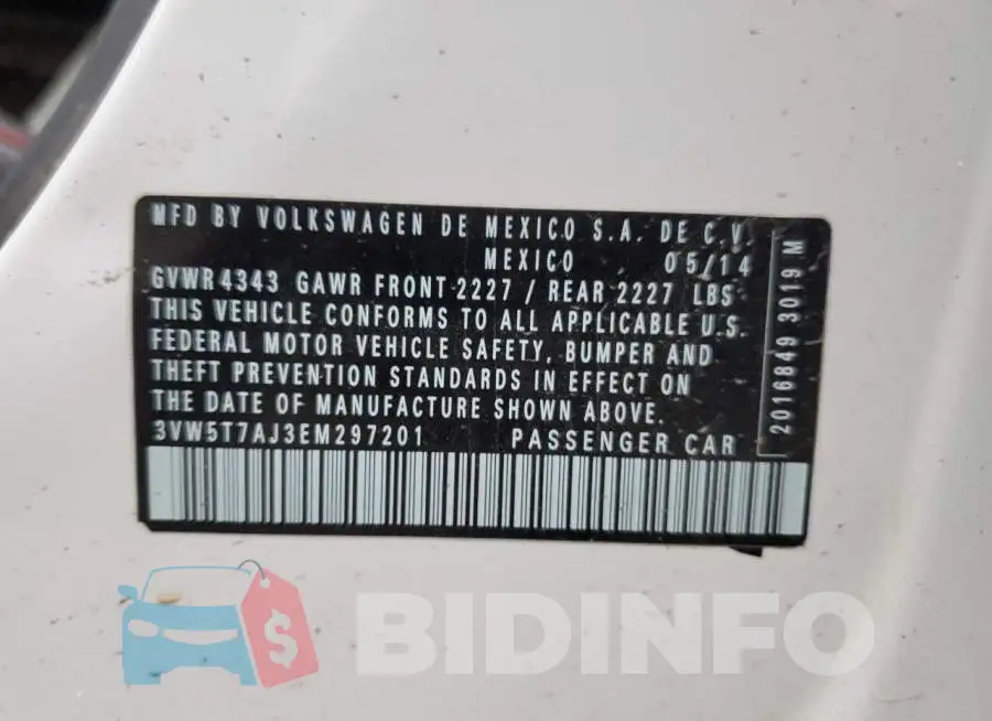 3VW5T7AJ3EM297201 Photo# 13
