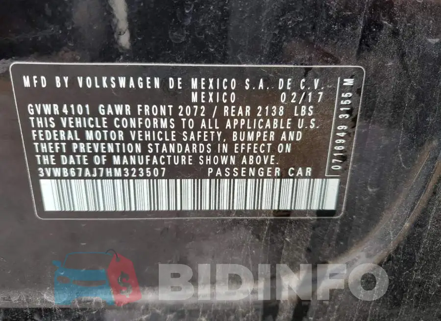 3VWB67AJ7HM323507 Photo# 12