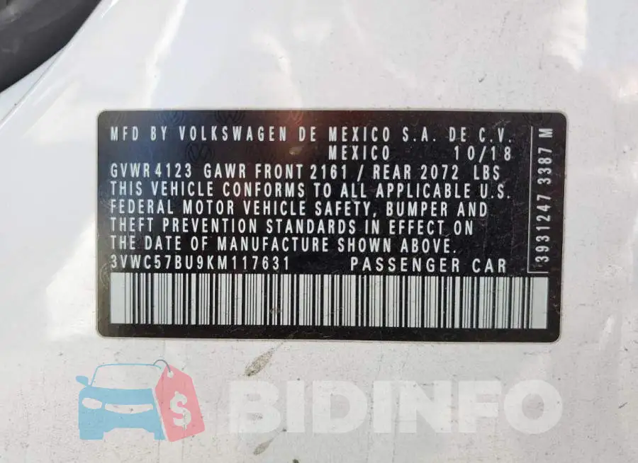 3VWC57BU9KM117631 Photo# 13