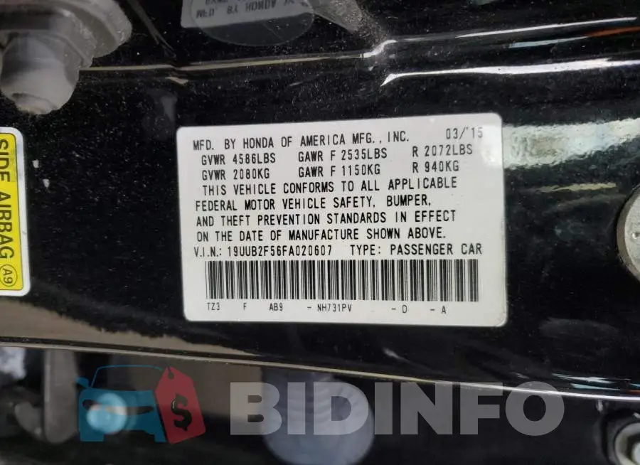 19UUB2F56FA020607 Photo# 12