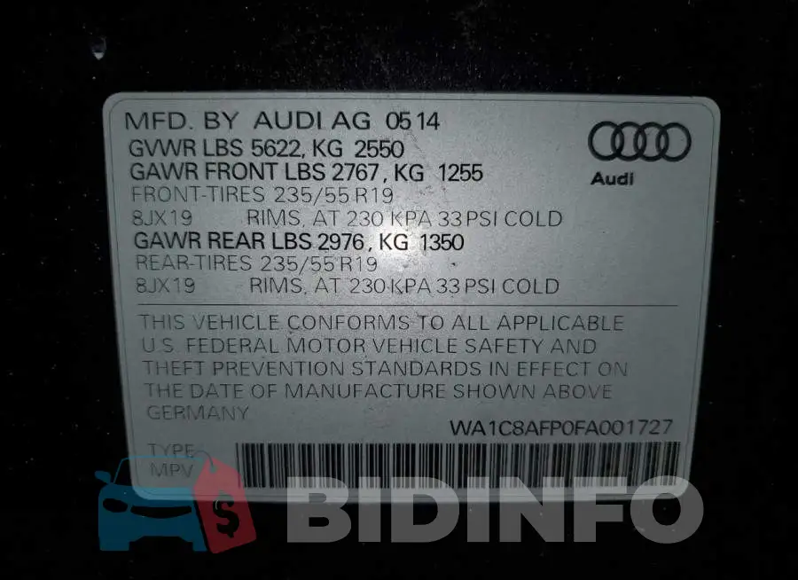 WA1C8AFP0FA001727 Photo# 14
