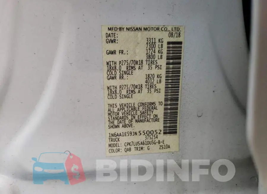 1N6AA1E59JN550052 Photo# 12