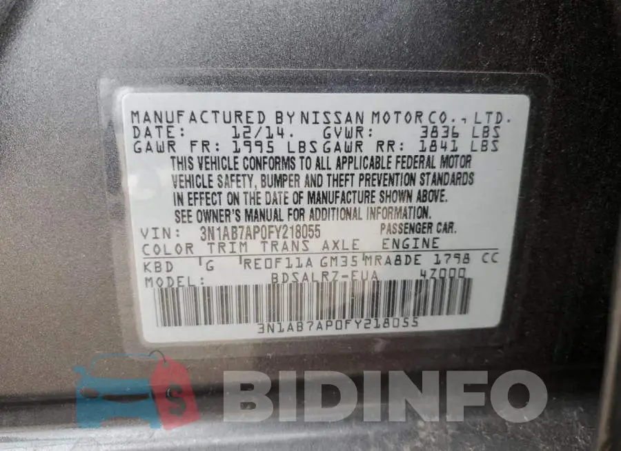 3N1AB7AP0FY218055 Photo# 12