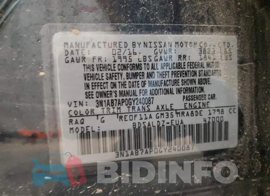 3N1AB7AP0GY240087 Photo# 12