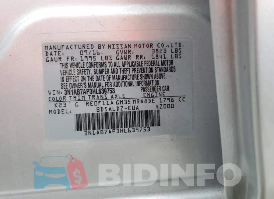 3N1AB7AP3HL639753 Photo# 13