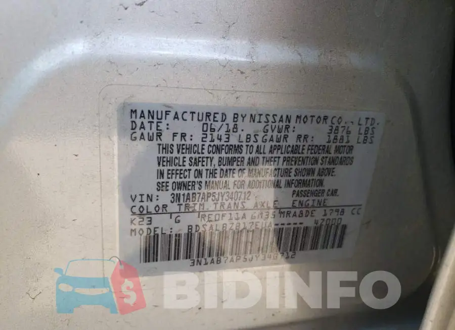 3N1AB7AP5JY340712 Photo# 10
