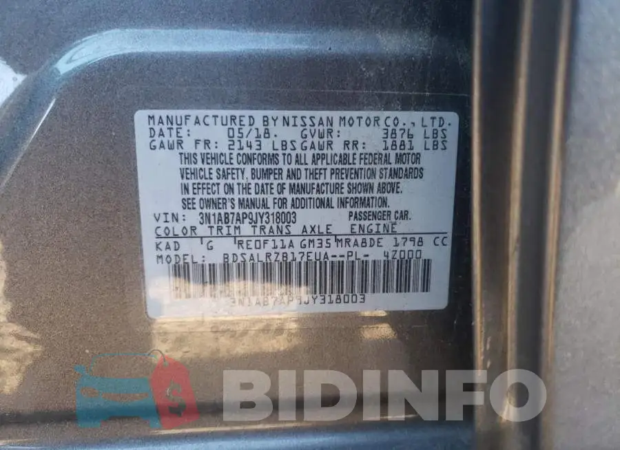 3N1AB7AP9JY318003 Photo# 12