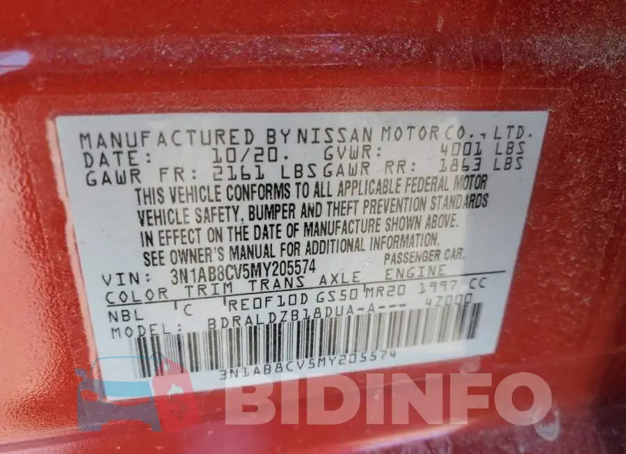 3N1AB8CV5MY205574 Photo# 12