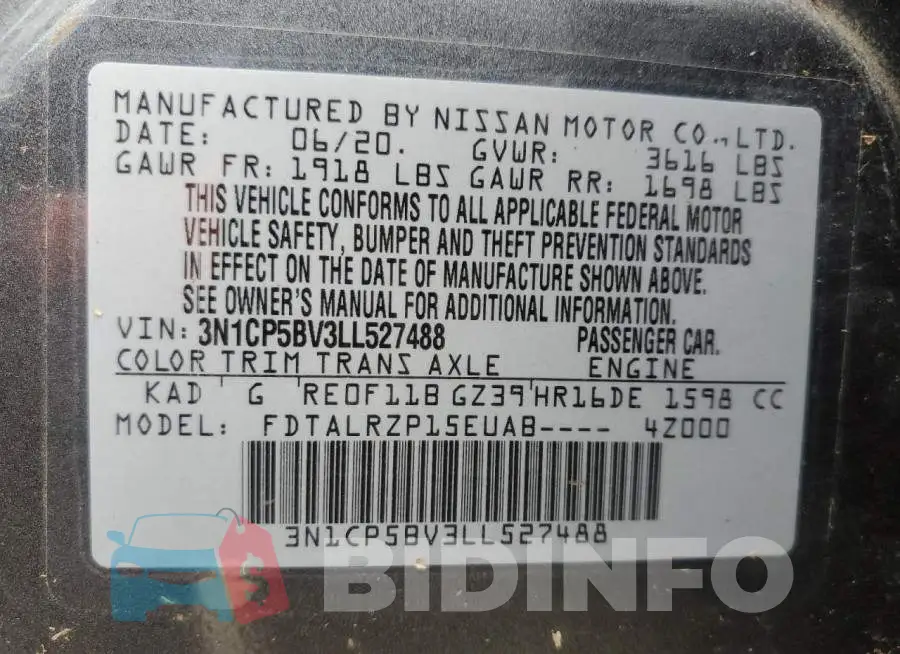 3N1CP5BV3LL527488 Photo# 13