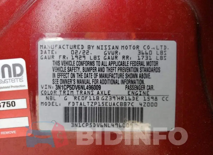 3N1CP5DV6NL496009 Photo# 12