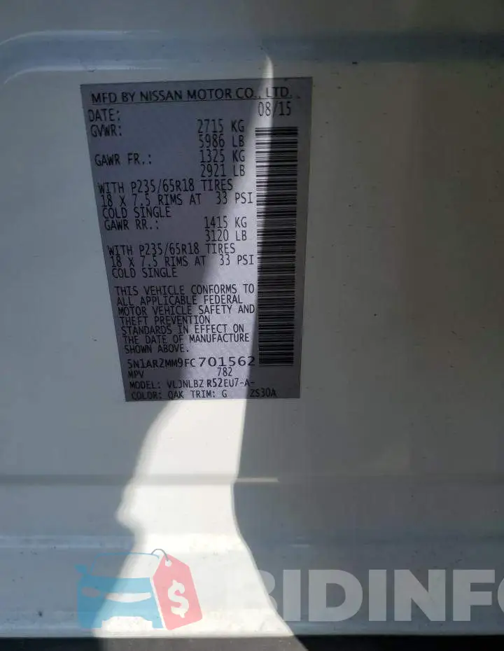 5N1AR2MM9FC701562 Photo# 12
