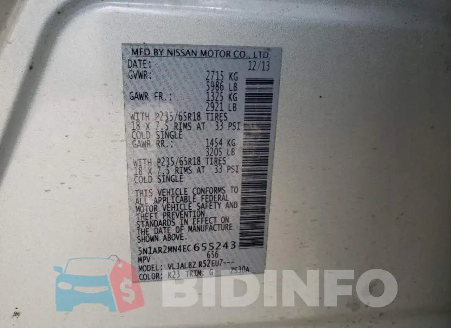 5N1AR2MN4EC655243 Photo# 14