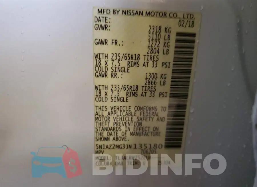 5N1AZ2MG3JN135180 Photo# 13