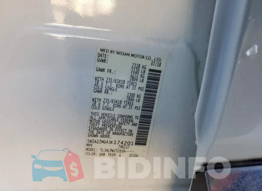 5N1AZ2MG4JN174201 Photo# 12