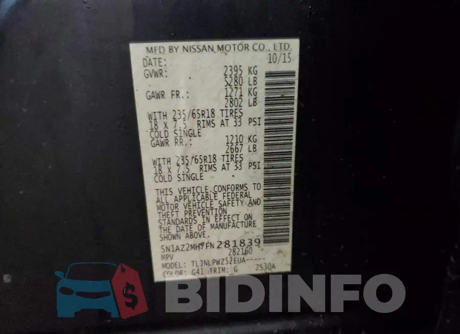 5N1AZ2MH7FN281839 Photo# 13