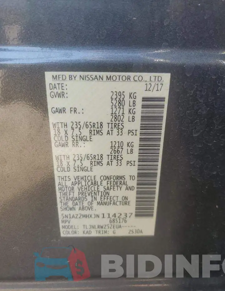 5N1AZ2MHXJN114237 Photo# 14