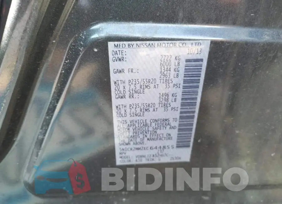 5N1CR2MM2EC644855 Photo# 13