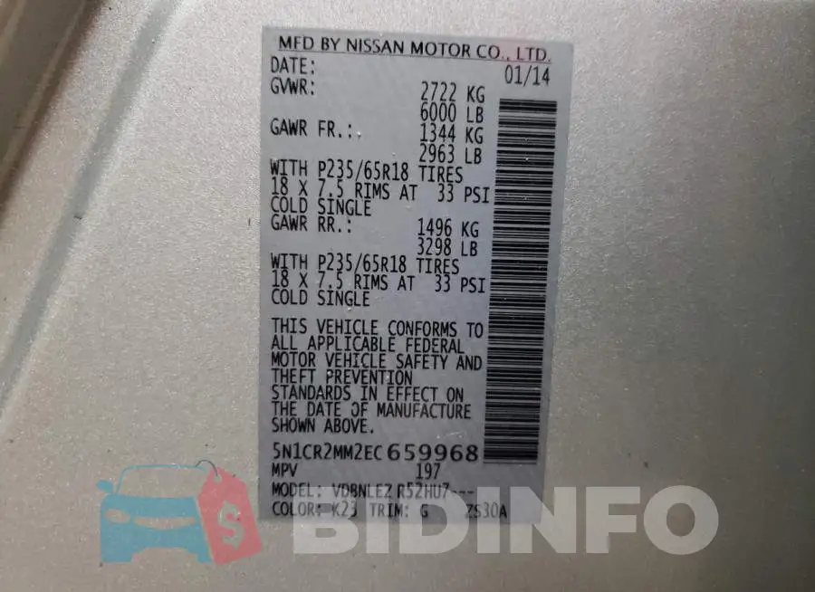 5N1CR2MM2EC659968 Photo# 13