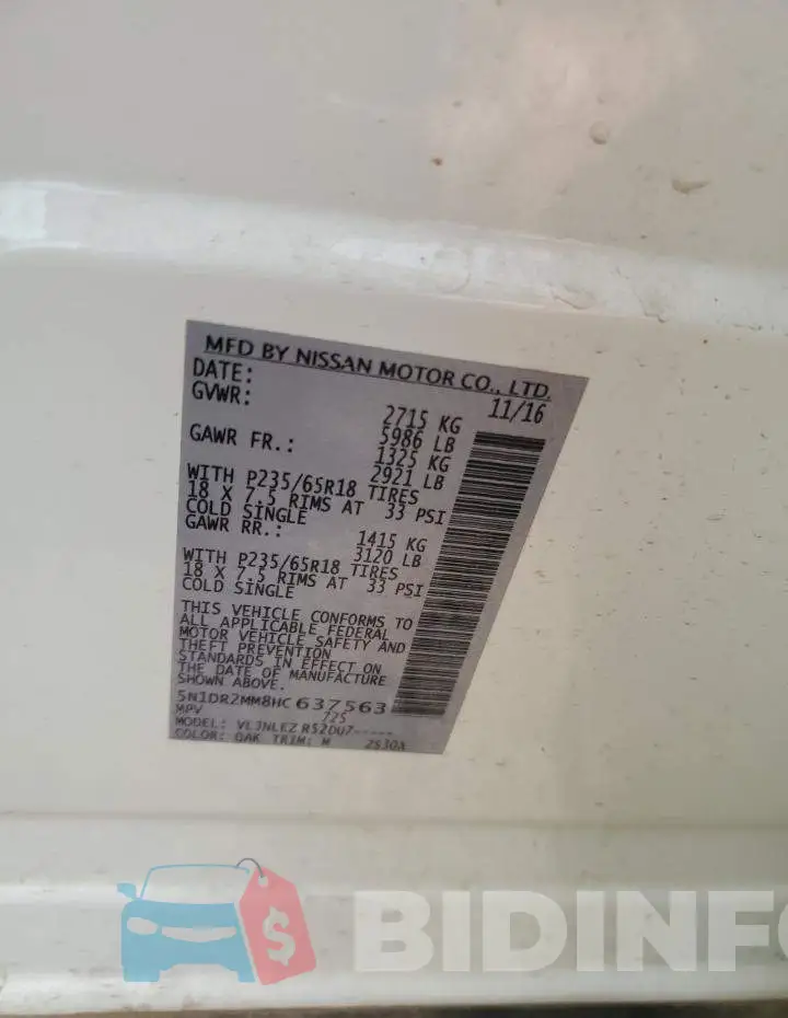 5N1DR2MM8HC637563 Photo# 13