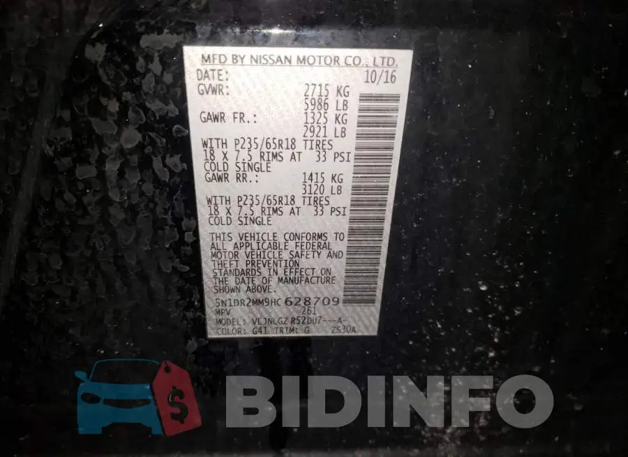 5N1DR2MM9HC628709 Photo# 14
