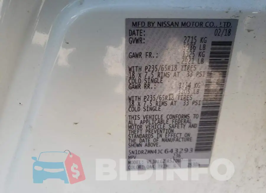 5N1DR2MN4JC643293 Photo# 13