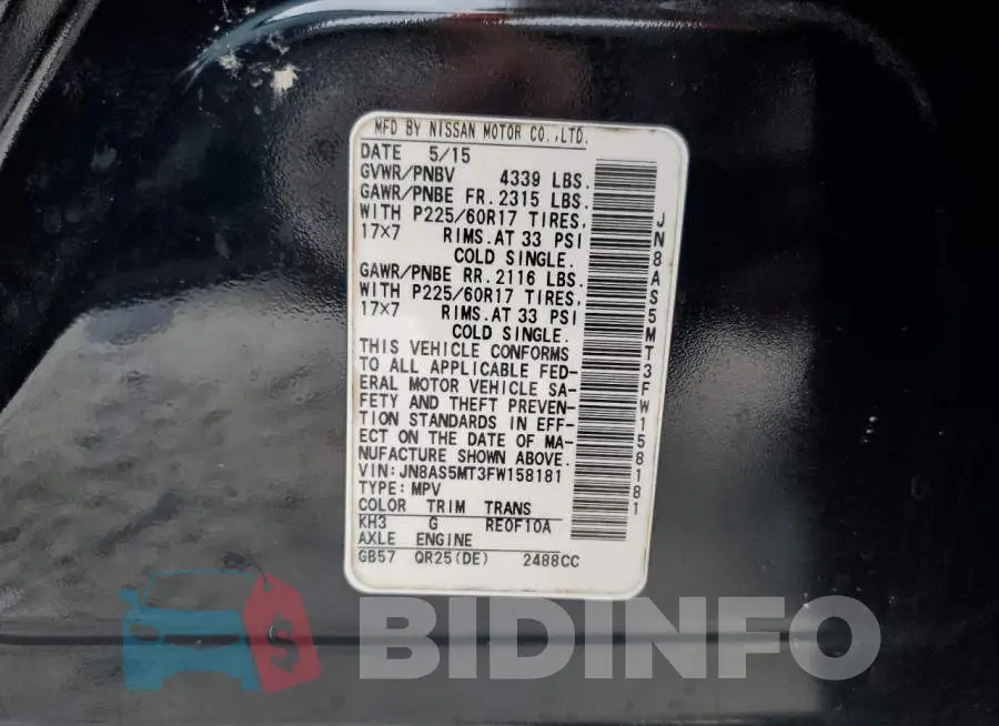 JN8AS5MT3FW158181 Photo# 13