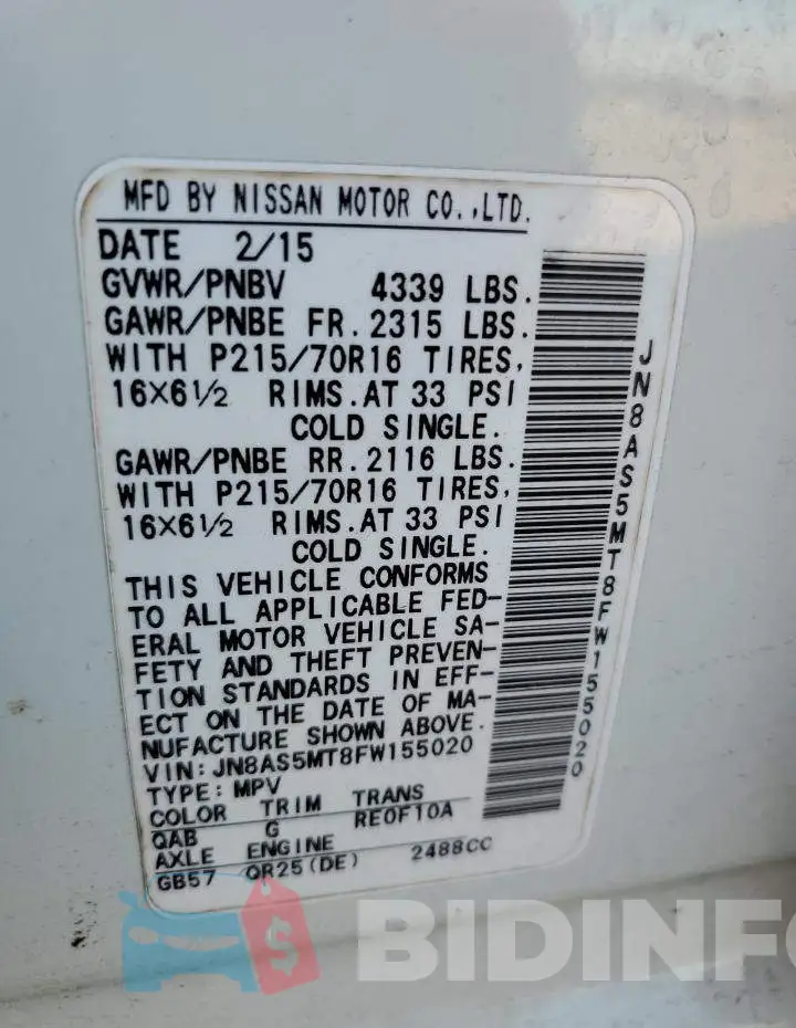JN8AS5MT8FW155020 Photo# 13