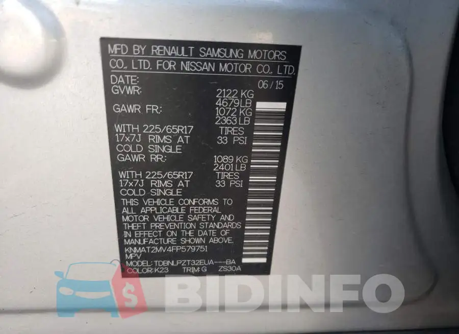 KNMAT2MV4FP579751 Photo# 14